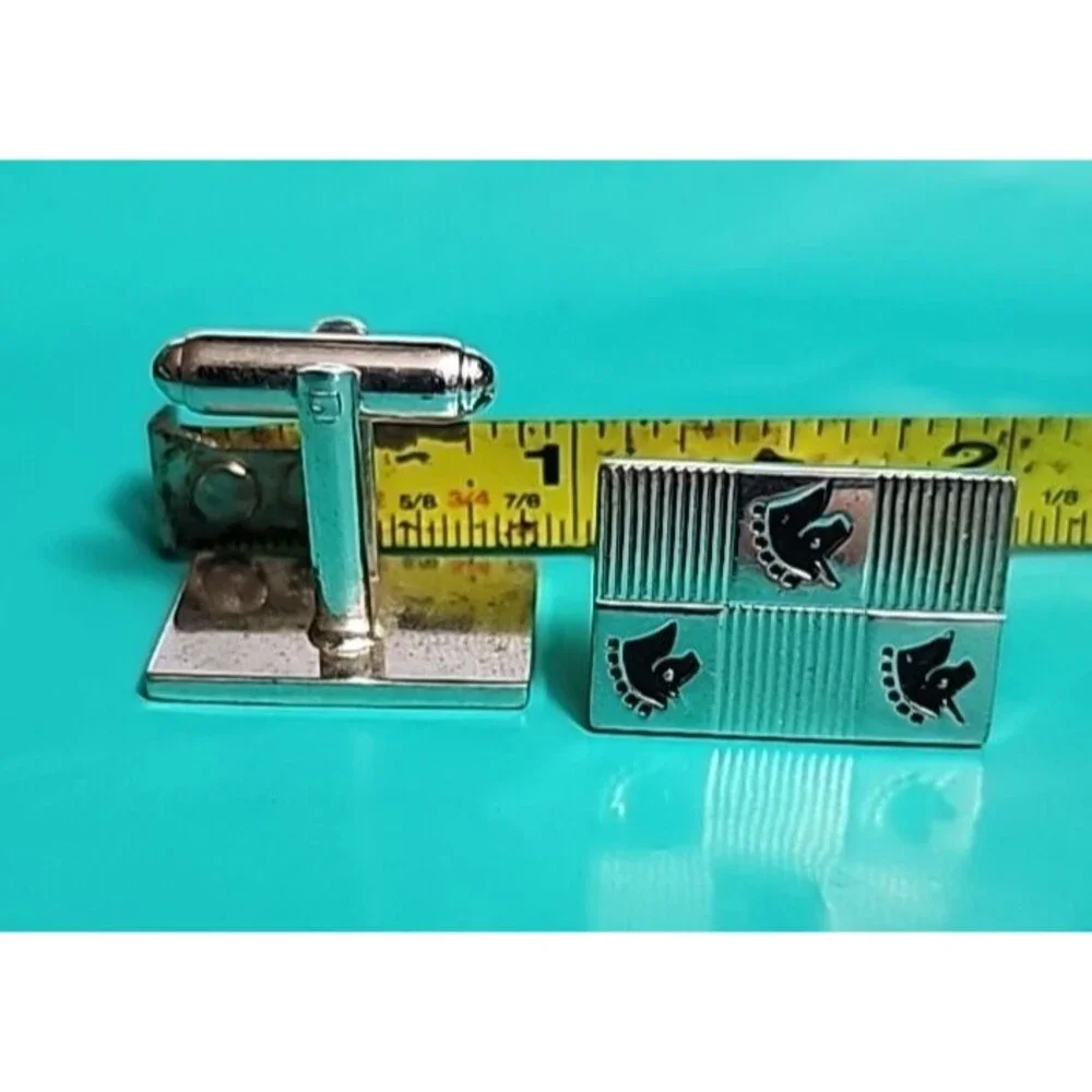 Vintage Silver-Tone Unicorn Cufflinks – Square Men’s Mythical Collectible Gift - Picture 1 of 8